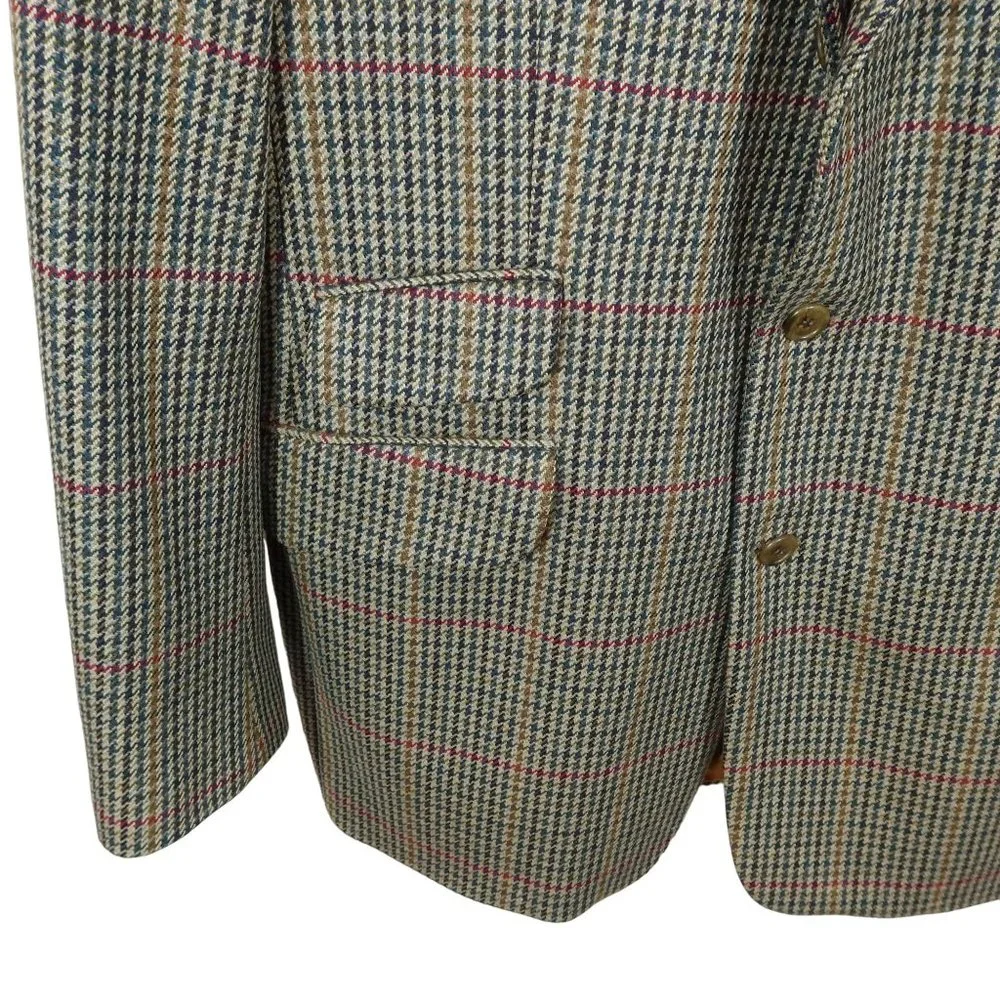 Vintage BROOK TAVERNER 42L Saxony Supreme Wool Houndstooth Blazer Sport Coat